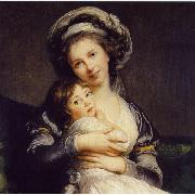 elisabeth vigee-lebrun Self-Portrait in a Turban with Her Child oil painting artist